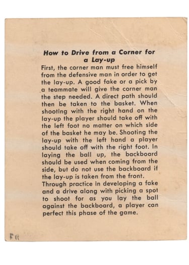 1957-58 Kahn's Wieners Basketball Card James Paxson (back)