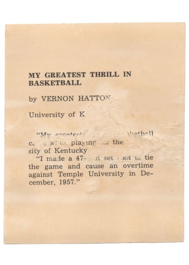 1958-59 Kahn's Wieners Basketball Card Vernon Hatton (back)