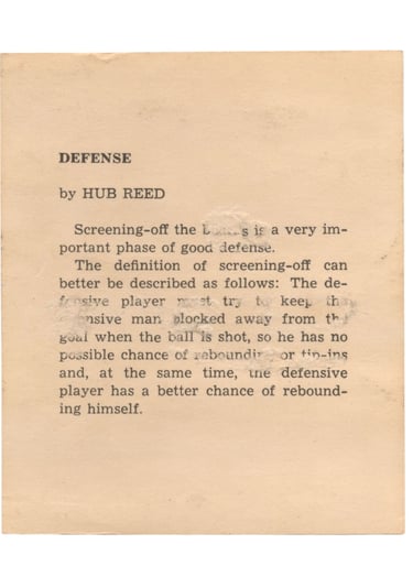 1959-60 Kahn's Wieners Basketball Card Hub Reed (back)