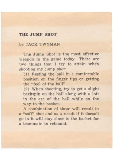 1959-60 Kahn's Wieners Basketball Card Jack Twyman (back)