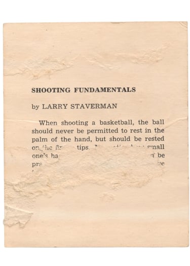 1959-60 Kahn's Wieners Basketball Card Larry Staverman (back)