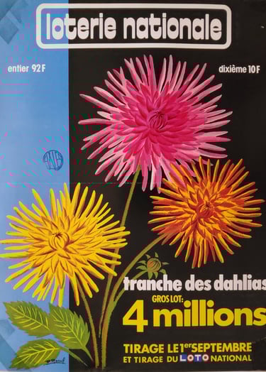 affiche vintage loterie nationale tranche des dahlias