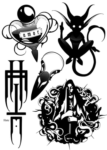 a collection of tattoo designs