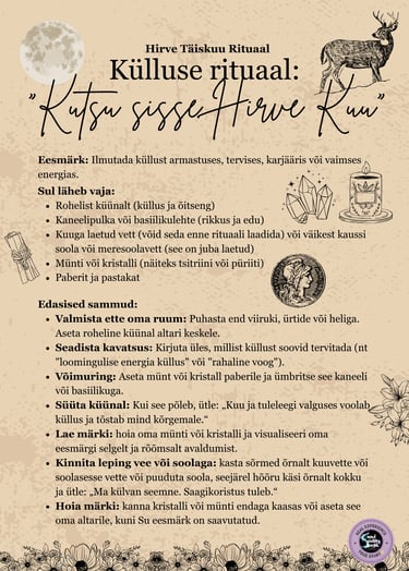 Hirve Täiskuu Tänulikkuse Rituaal Soul Sisters Tarot