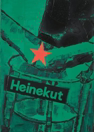 Heinekut Bier Olieverf op doek door Henk Tieten