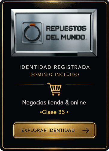 Identidad comercial Repuestos del Mundo con marca registrada y dominio incluido para negocios y come