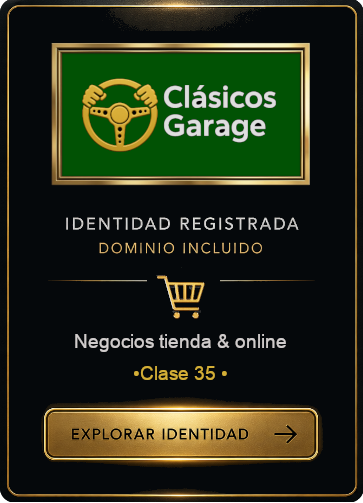 Identidad comercial Clásicos Garage con marca registrada y dominio incluido para negocios y comercio