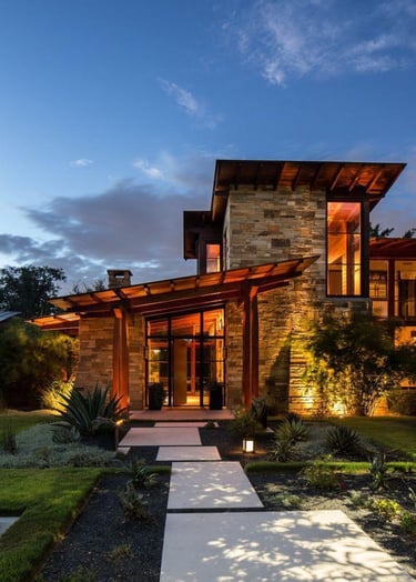 fachada rustica com revestimento de pedra