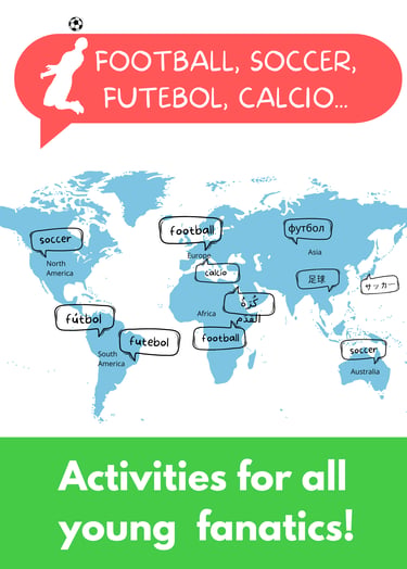 World map with soccer in differents languages