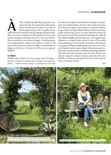 a woman sitting on a bench in a garden, country life, normandy