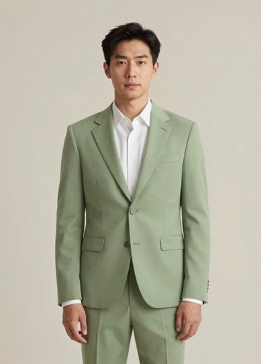 Minimalist portrait of a man in a #26211F suit standing against a textured #AEAEA7 background. The lighting is soft and flat, evoking professional creative elegance. Timeless and sophisticated narrative visual.