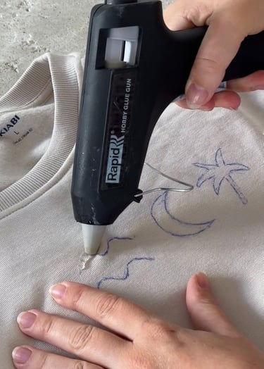 tuto diy broderie 3D pistolet colle