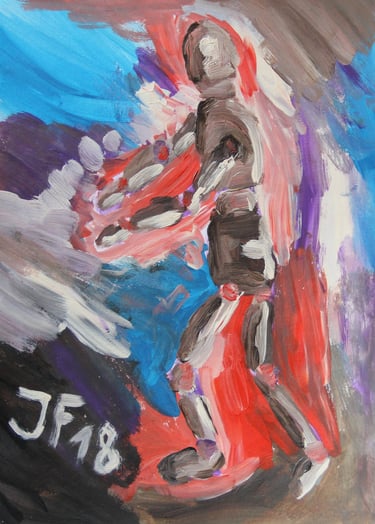 a painting of a posing figure