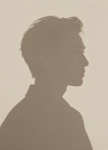 A sophisticated and artistic portrait silhouette with soft, warm beige light, minimalist aesthetic, evoking a sense of refined mystery and premium brand identity.