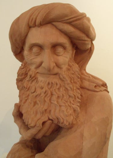Wise Arab Man Sculpture in pear wood by Sarah Liptrot