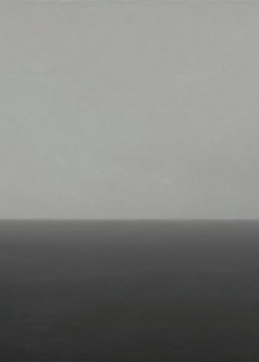 A contemplative landscape painting in a modern minimalist style, using the brand colors #1A1A1A and #C8C0B2. The composition features a vast, empty horizon under a hazy, elegant sky, evoking a sense of calm and personal reflection.