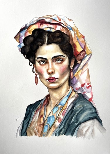 Original watercolor painting ‘Cristina’ by manef