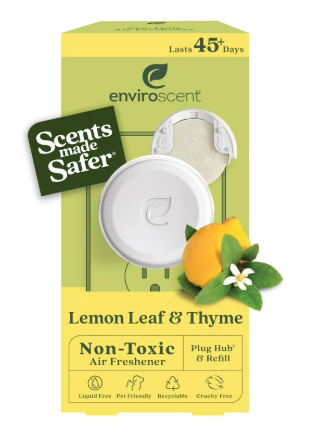 Enviroscent Plug Hub refillable non-toxic air freshener kit with paper refills