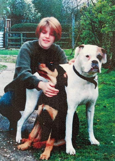 Lisa with family dogs
