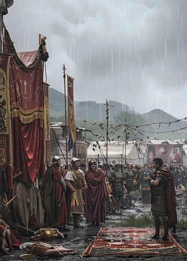 Roman Emperor Theodosius I addressing Gothic leaders during the peace negotiations in 382