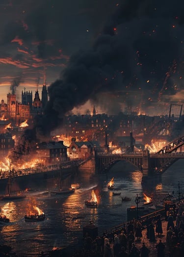  Great Fire consuming Newcastle and Gateshead