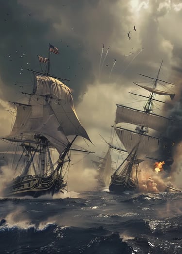  USS United States and HMS Macedonian locked in a deadly naval battle