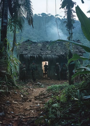 a small Bolivian schoolhouse in La Higuera, surrounded by dense jungle