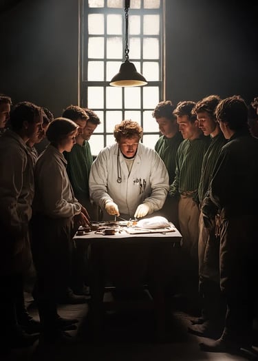 modest medical room in 1846, where Dr. William Morton prepares to use ether for the first time