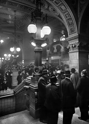 crowd gathered at the entrance of the grand new subway station