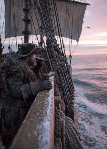 Dawn Watch, North Atlantic, 1576, off the coast of Greenland at first light