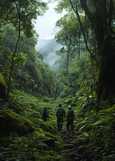 dense Honduran jungle, 1839, John Lloyd Stephens and Frederick Catherwood pushing through thick vege