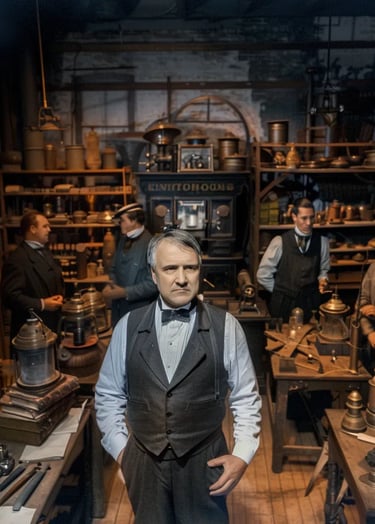 homas Edison’s laboratory, showcasing the Kinetoscope being unveiled to a small group 