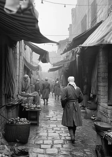 Jerusalem, 1626: narrow limestone alleys of the Old City