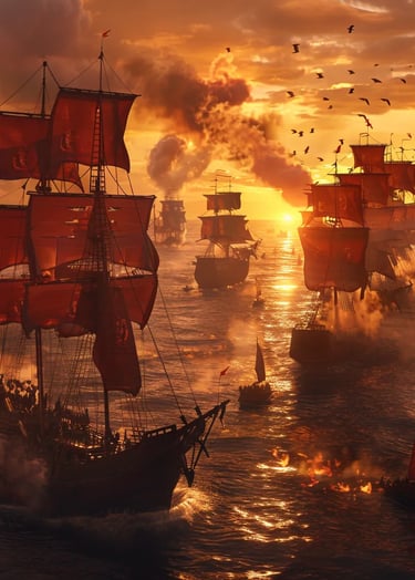Ming warships encircling the Dutch East India Company fleet