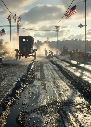 workers laying fresh asphalt on a new stretch of road