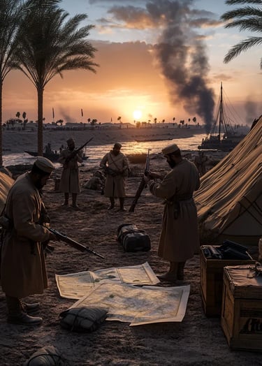 Indian troops in World War I preparing for offensive at Basra, Mesopotamian campaign