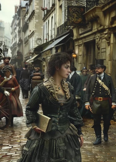 ustling Parisian street where a woman