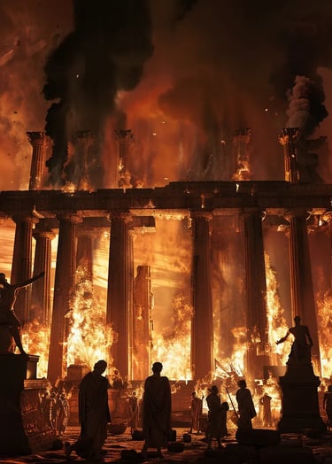 rand Temple of Apollo engulfed in raging flames