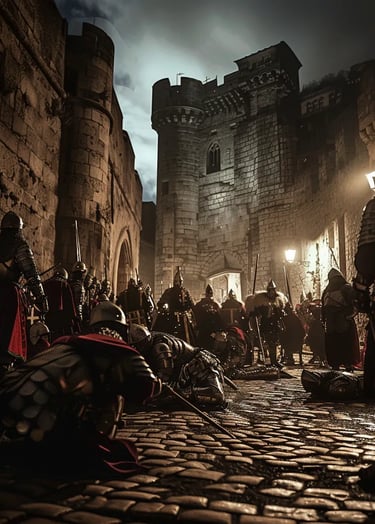 Knights Templar being forcefully taken into custody by French soldiers
