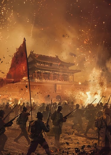 of revolutionary soldiers storming the Qing military barracks at night