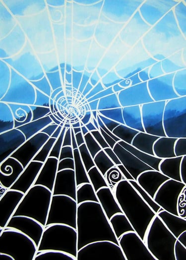 web with a view, spider web painting, web, stef schultz