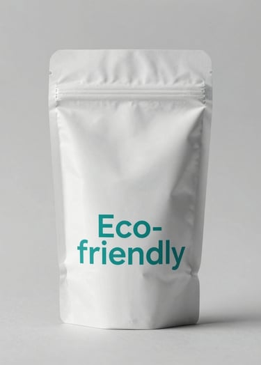 Eco-friendly product packaging with a matte finish. The design is clean and professional, featuring minimal teal typography on a platinum base. Elegant studio lighting with soft shadows.