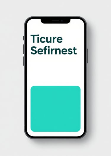 A minimalist and sophisticated mockup of a smartphone displaying a clean mobile app interface. The design features sharp typography and tropical teal UI elements against a platinum background. High-quality professional lighting, sleek and modern aesthetic reflecting the brand mood.
