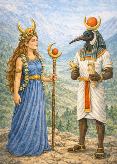 Asera and Djehuti in the Field of Peace,  seket Hetepe taking about the inversions of the Bible