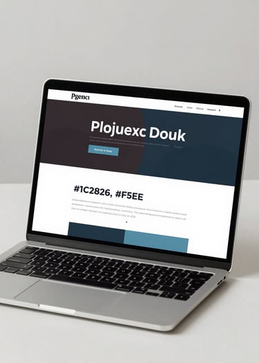 A high-resolution, minimalist shot of a sleek laptop displaying a professional web interface. The interface uses #1C2826 and #3F5E5C elements. The lighting is soft and natural, emphasizing clean lines and a professional workspace aesthetic against a neutral background.