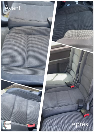 Nettoyage en profondeur de siège de voiture ford avec shampouineuse m&m services pro rouen
