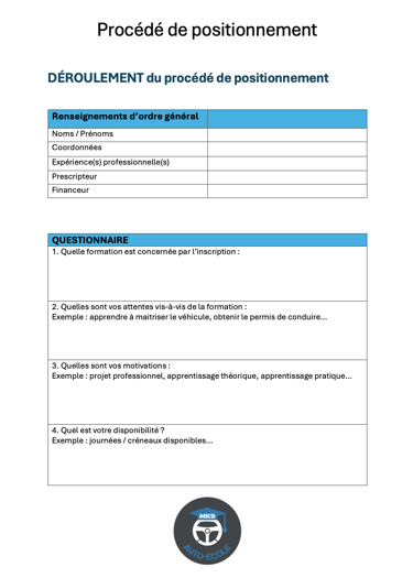 document procédé de positionnement