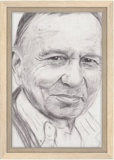 portrait homme crayon graphite imprimé toile encadrée FSC