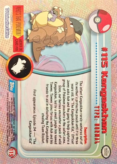 115 Kangaskhan Topps Pokémon series 2 US back