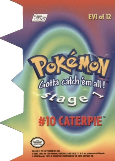 Die Cut EV1 of 12 Caterpie Topps Pokémon series 2 US back